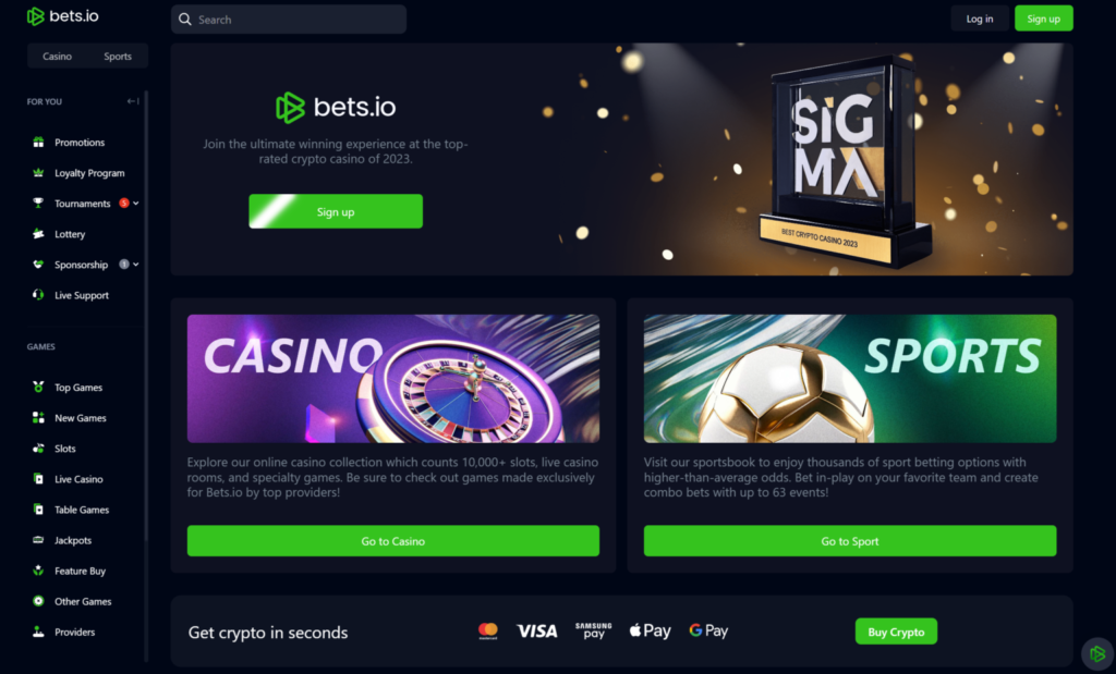 Bets.io Casino Home